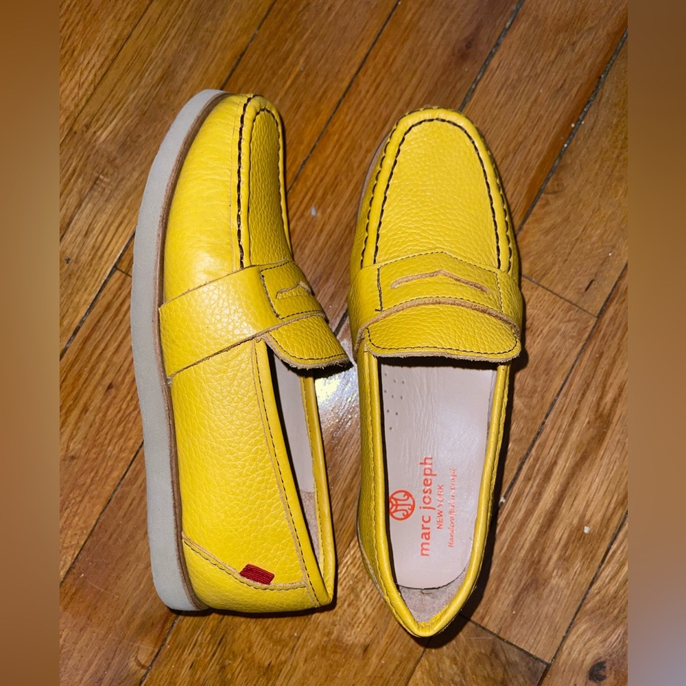 Marc Joseph New York Kids Leather Loafers Shoes Size 2 Yellow